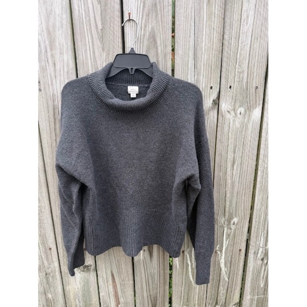 Minimalist Cozy A New Day Sweater Size S Gray Mock Neck Pullover
